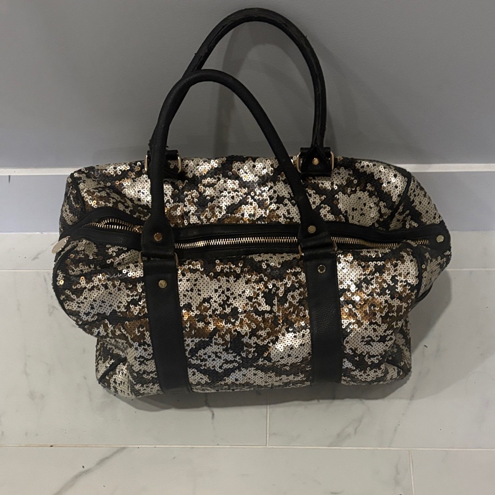 Glamorous Black and Gold Sequin Tote Bag